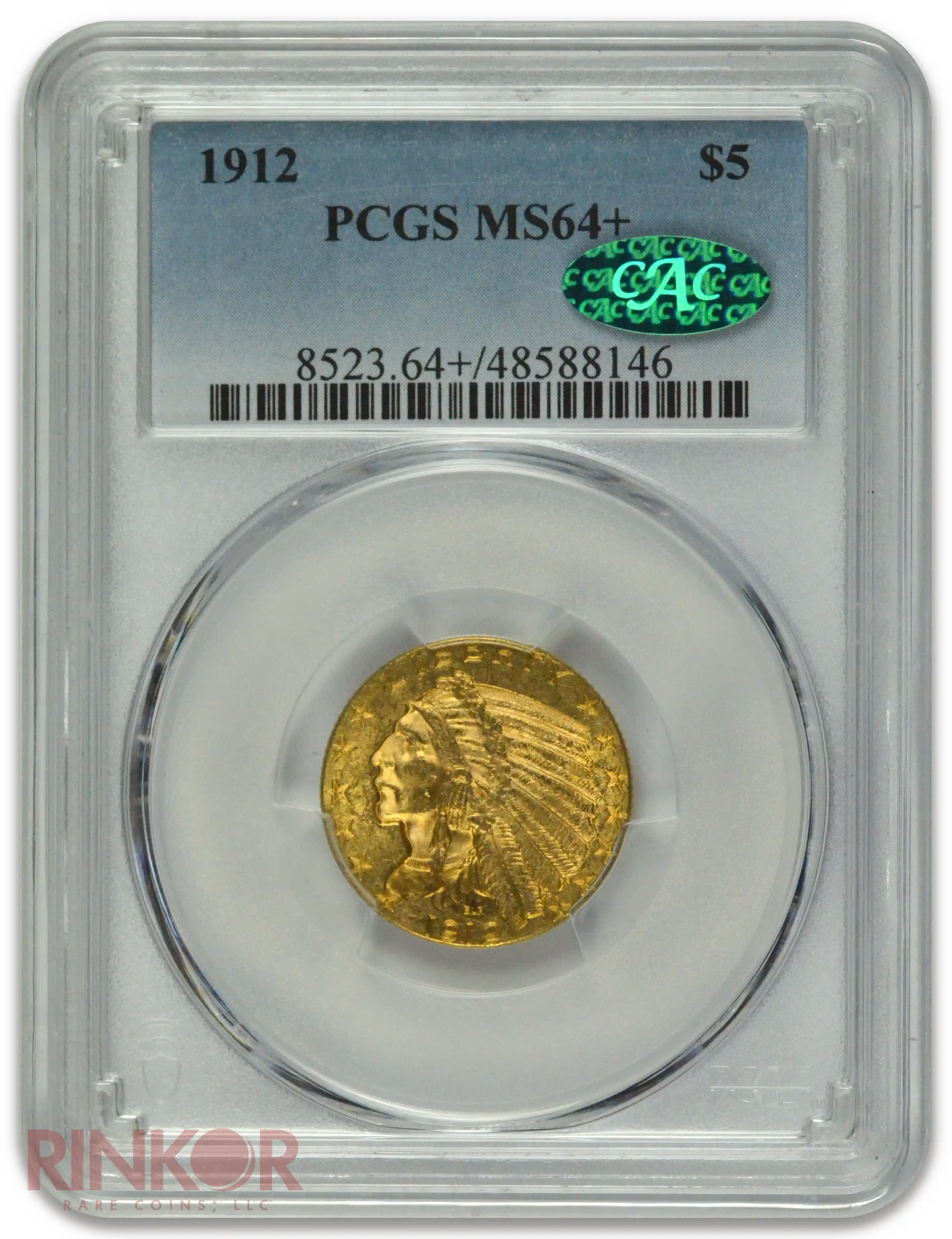1912 $5 Indian PCGS MS 64+ CAC