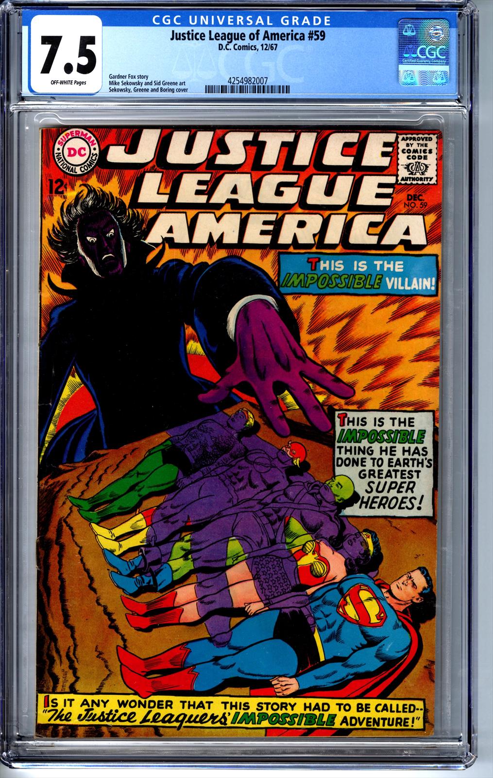 Justice League of America #59 CGC 7.5 7.5