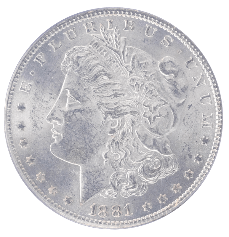 1881 Morgan Silver Dollar, PCGS MS 62 - Lustrous