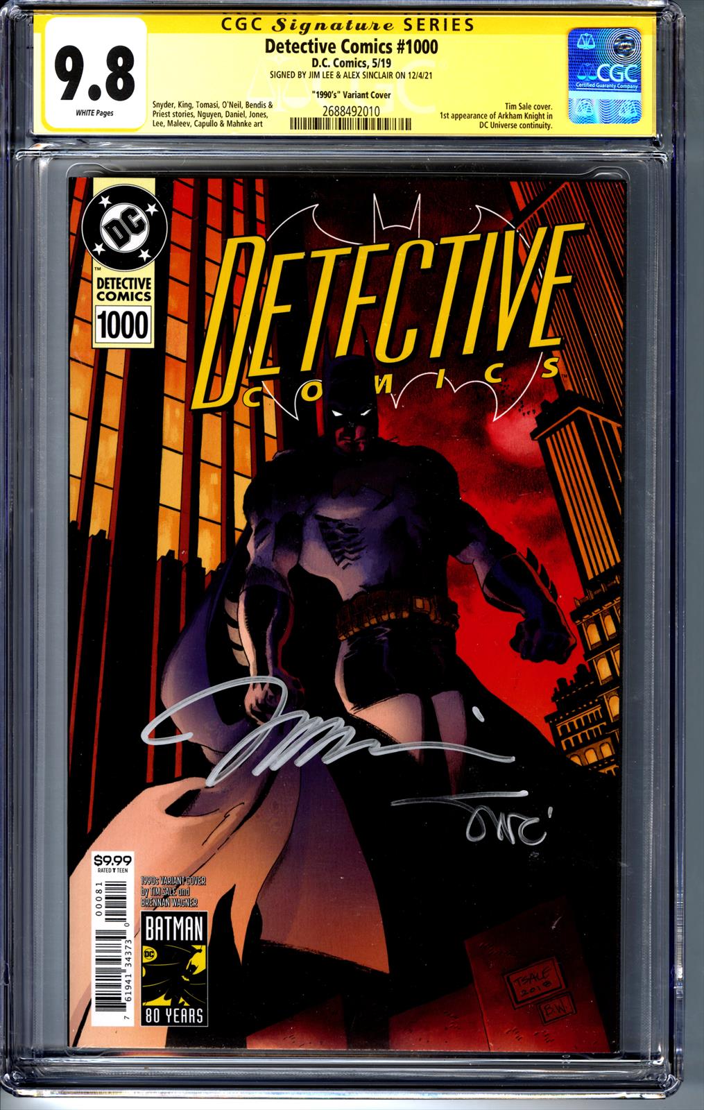Detective Comics #1000 CGC 9.8 Signature Series Signed by Jim Lee & Alex Sinclair (1990s Variant) 
