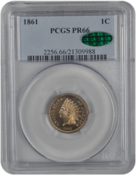 1861 Indian Head PCGS CAC PR 66