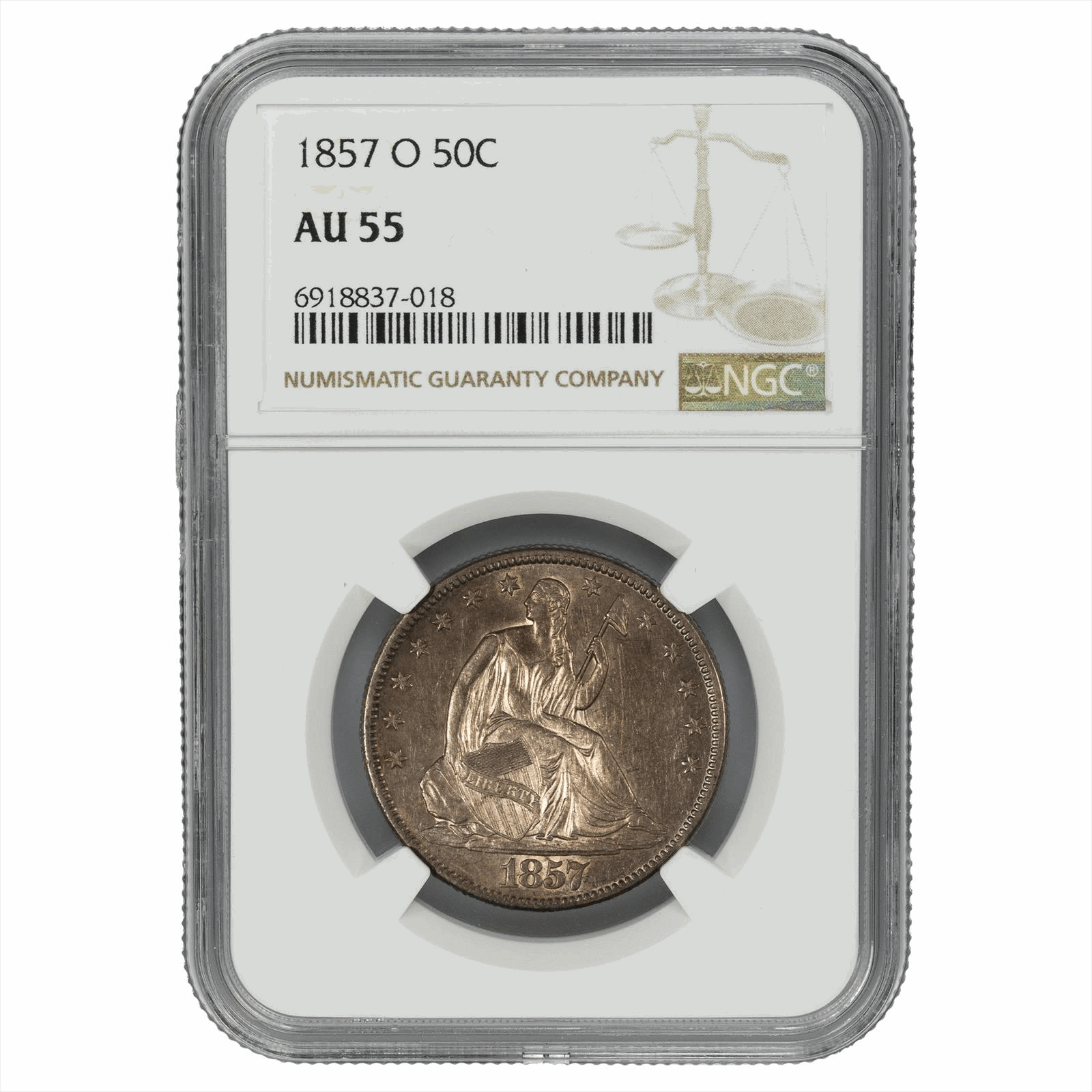 1857-O Seated Liberty Half Dollar 50C NGC AU 55