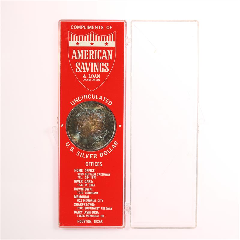  American Savings 1887 Uncirculated Morgan Silver Dollar-BROKEN HINGE 