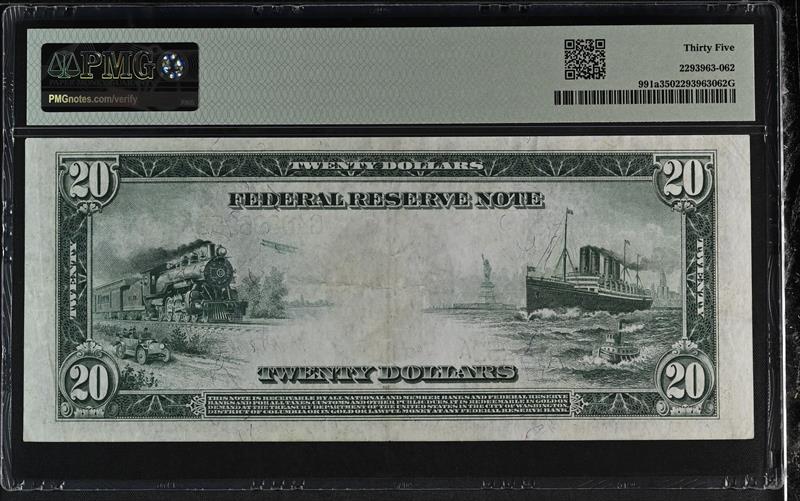 Fr. 991a 1914 $20 Federal Reserve Note Chicago PMG 35 