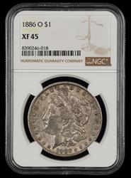 1886 O $1 NGC XF-45