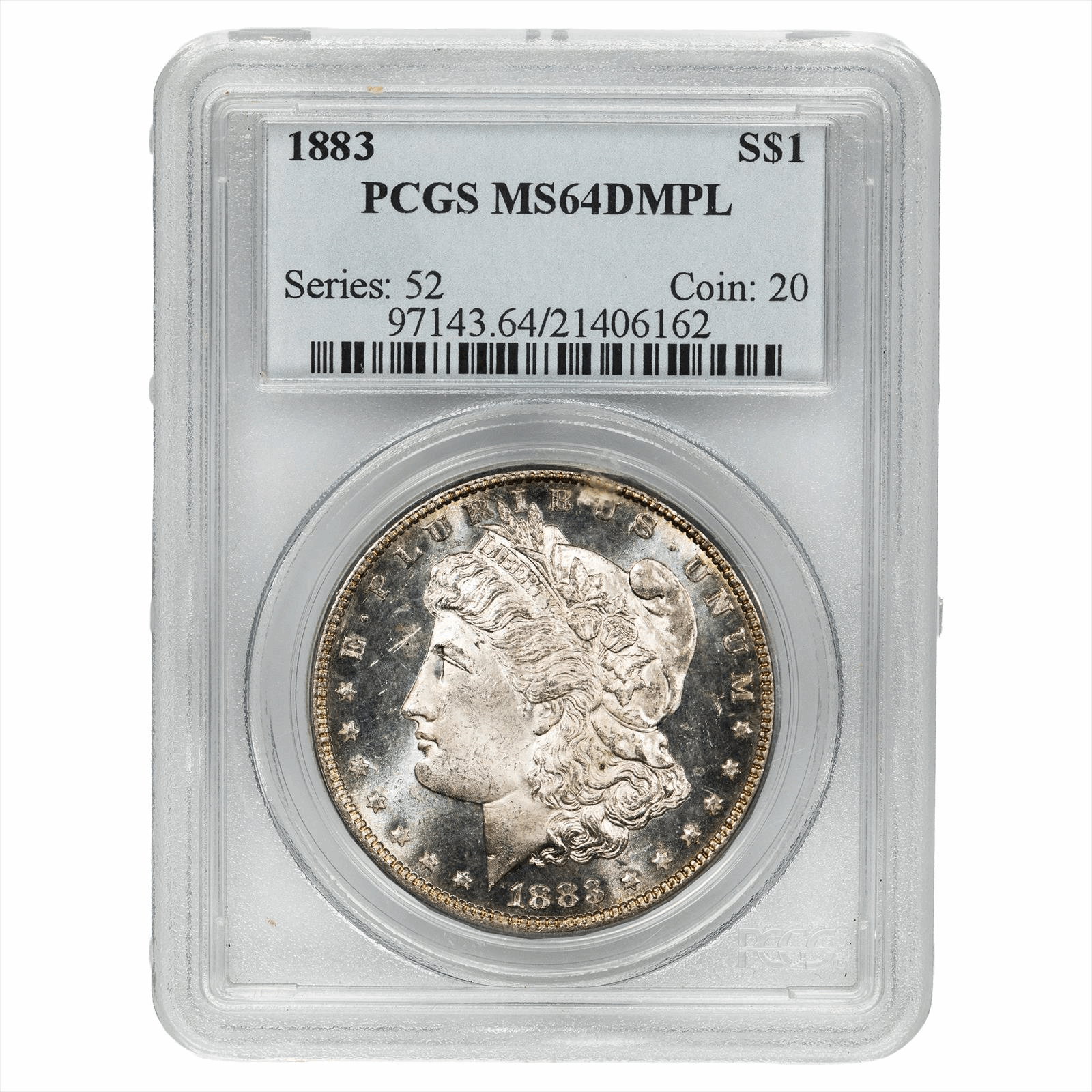 1883 Morgan Silver Dollar $1 PCGS MS 64 DMPL
