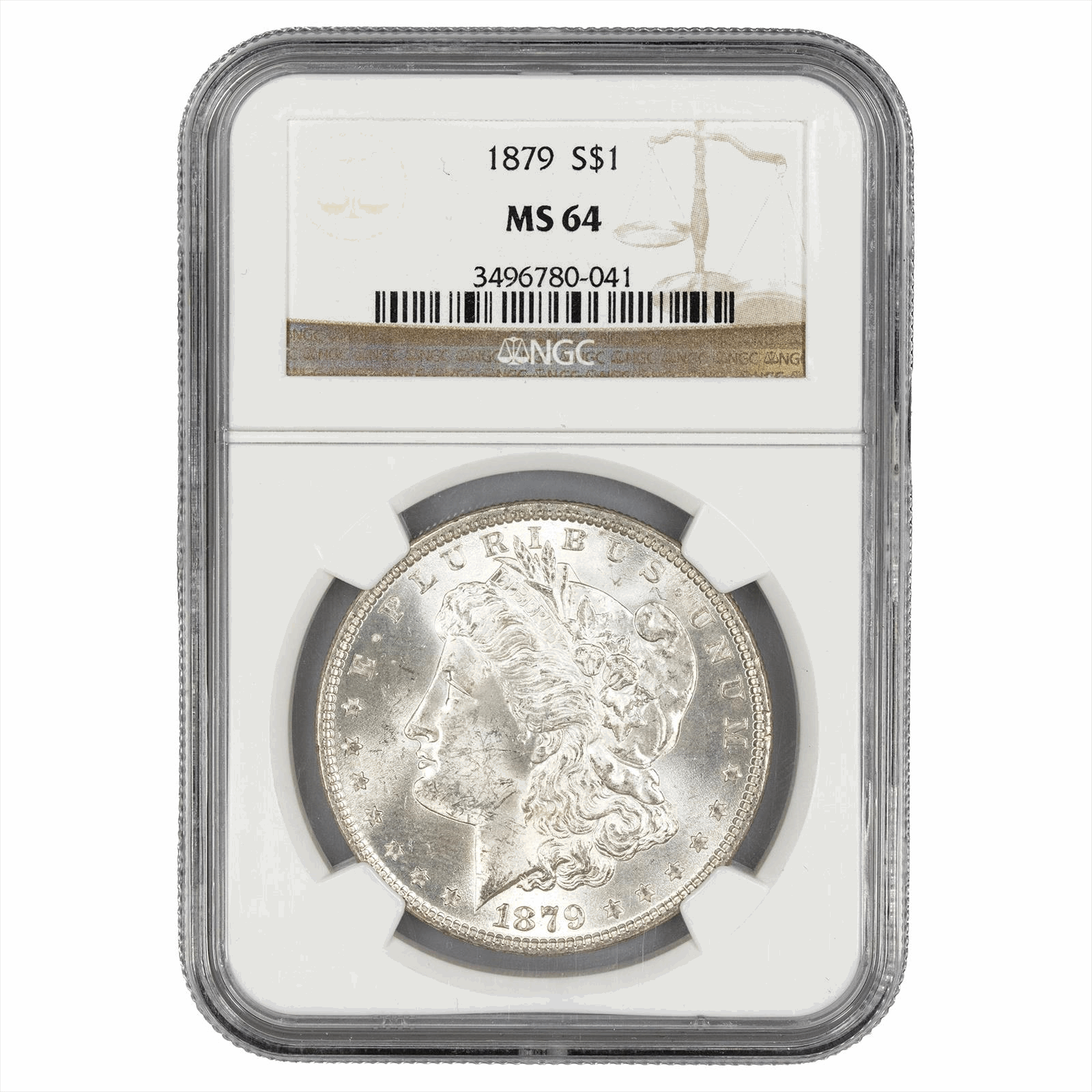 1879 Morgan Silver Dollar S$1 NGC MS 64 