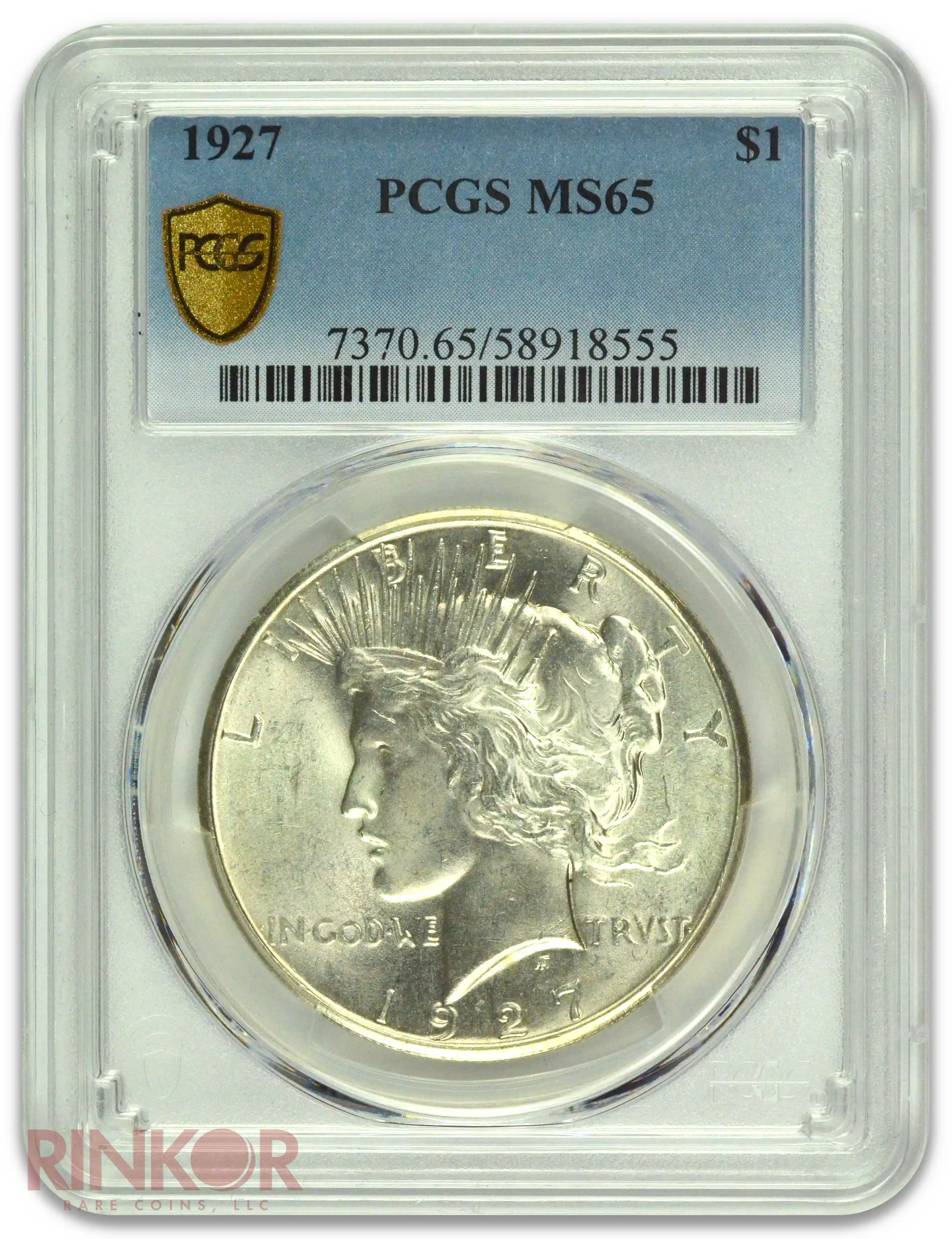 1927 $1 Peace Dollar PCGS MS 65