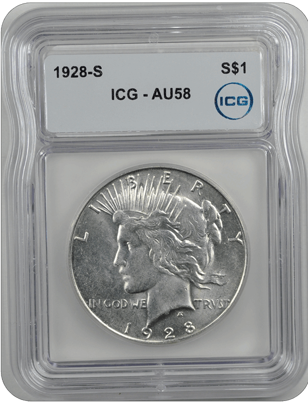 1928-S  Peace ICG  AU 58