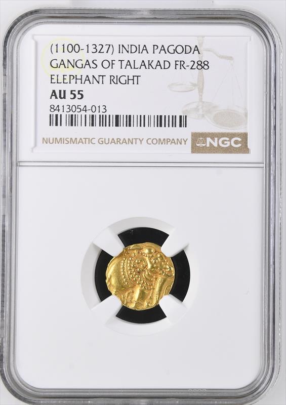 India (1100-1327) Pagoda, Gangas of Talakad FR-288, Elephant Right NGC AU55