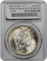 1928-S Peace PCGS MS 65