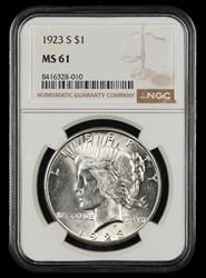 1923 S $1 NGC MS 61