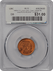 1945-S 1C Lincoln Cent - Type 1 Wheat Reverse PCGS RD #3461-10 MS66