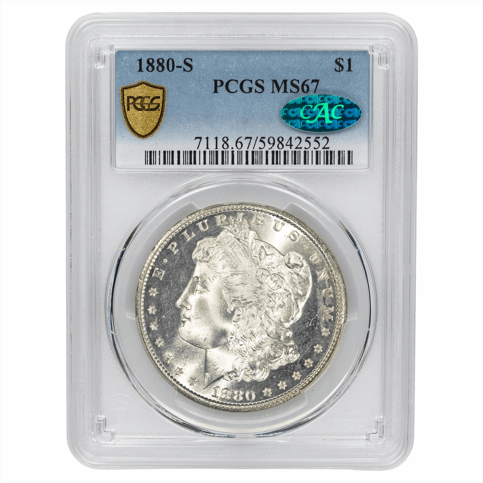1880-S Morgan Silver Dollar $1 PCGS MS 67 CAC