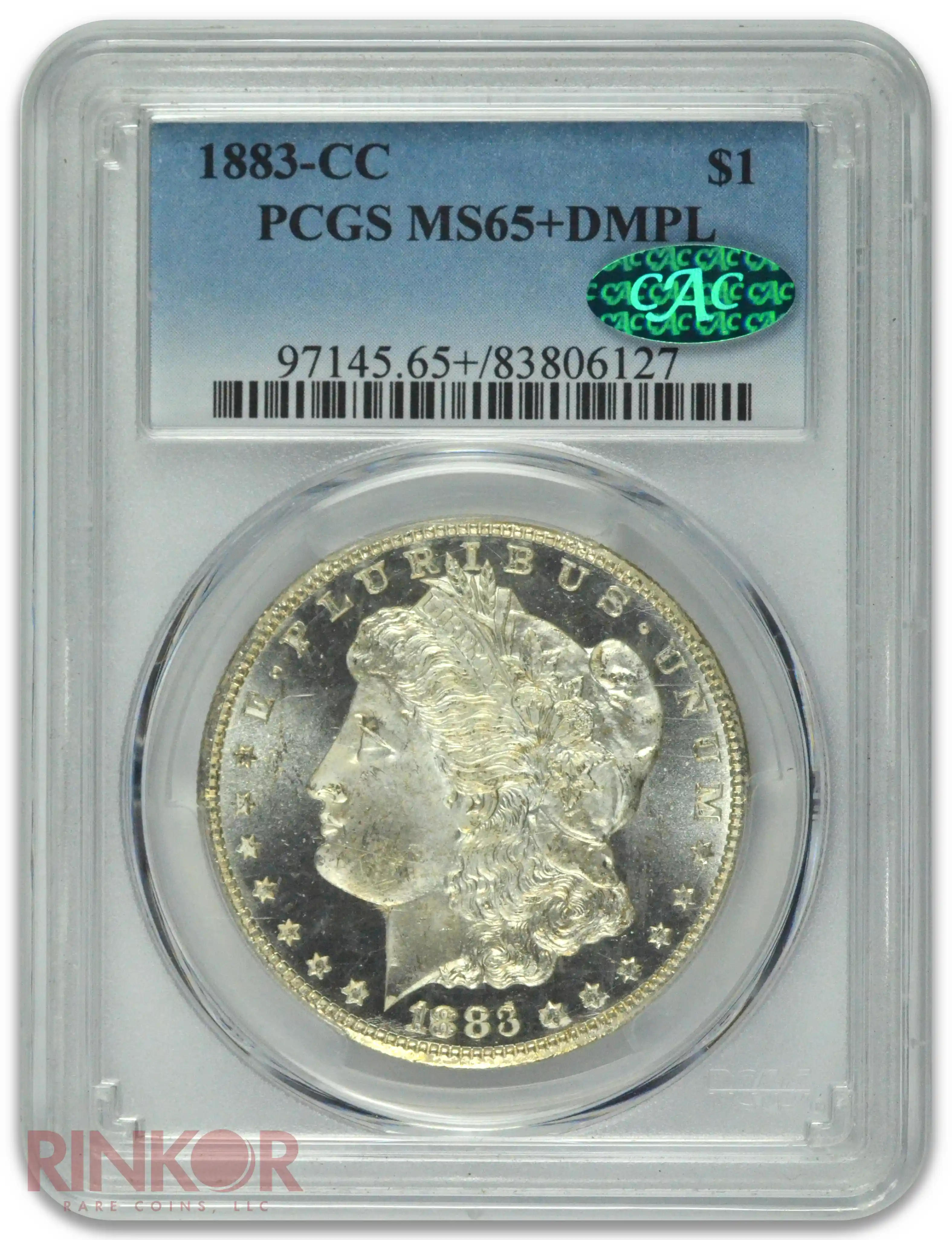 1883-CC $1 Morgan Dollar PCGS MS 65+ DMPL CAC