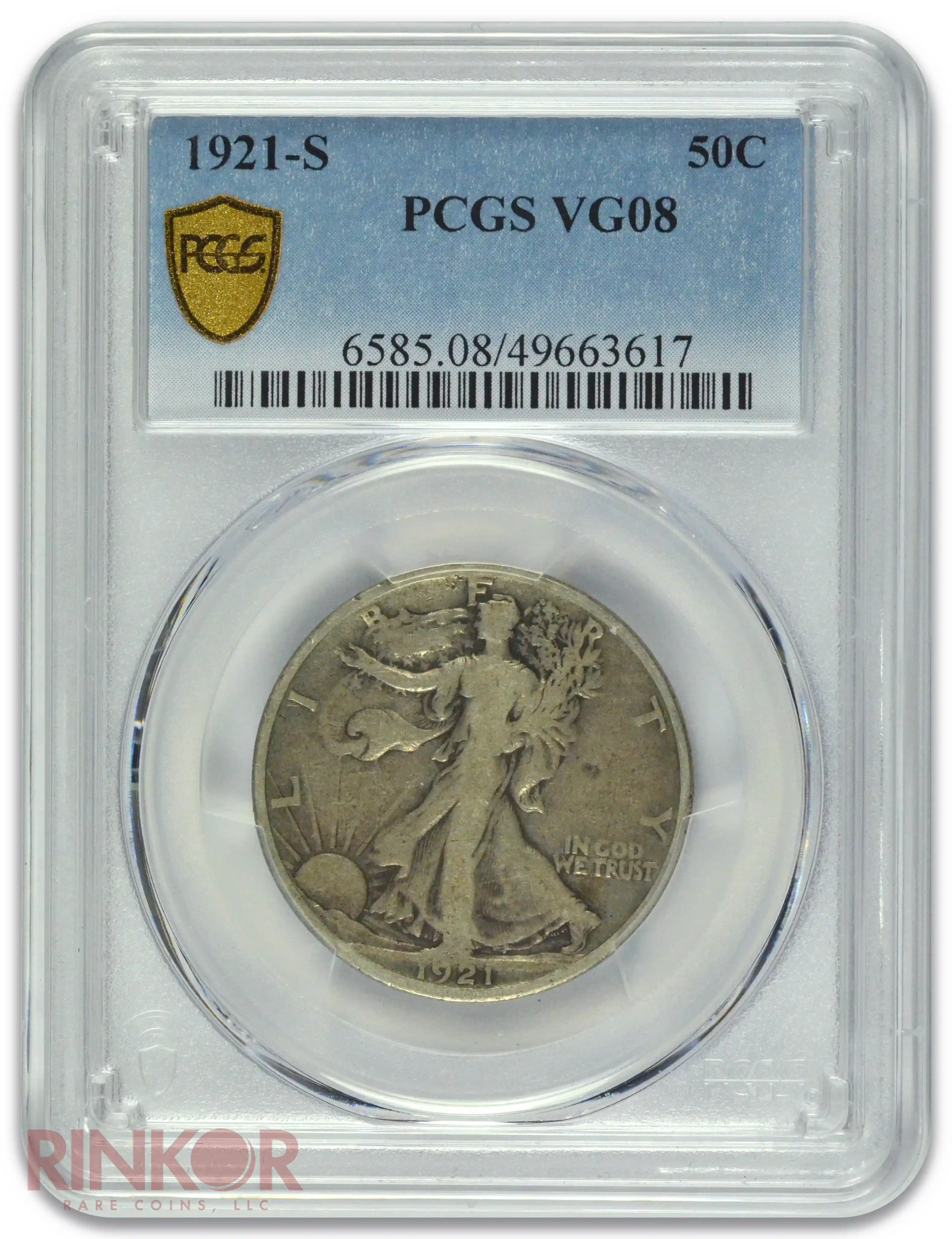 1921-S Walking Liberty Half Dollar PCGS VG-08