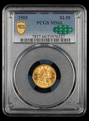 1905 $2.5 Gold PCGS MS 66 CAC