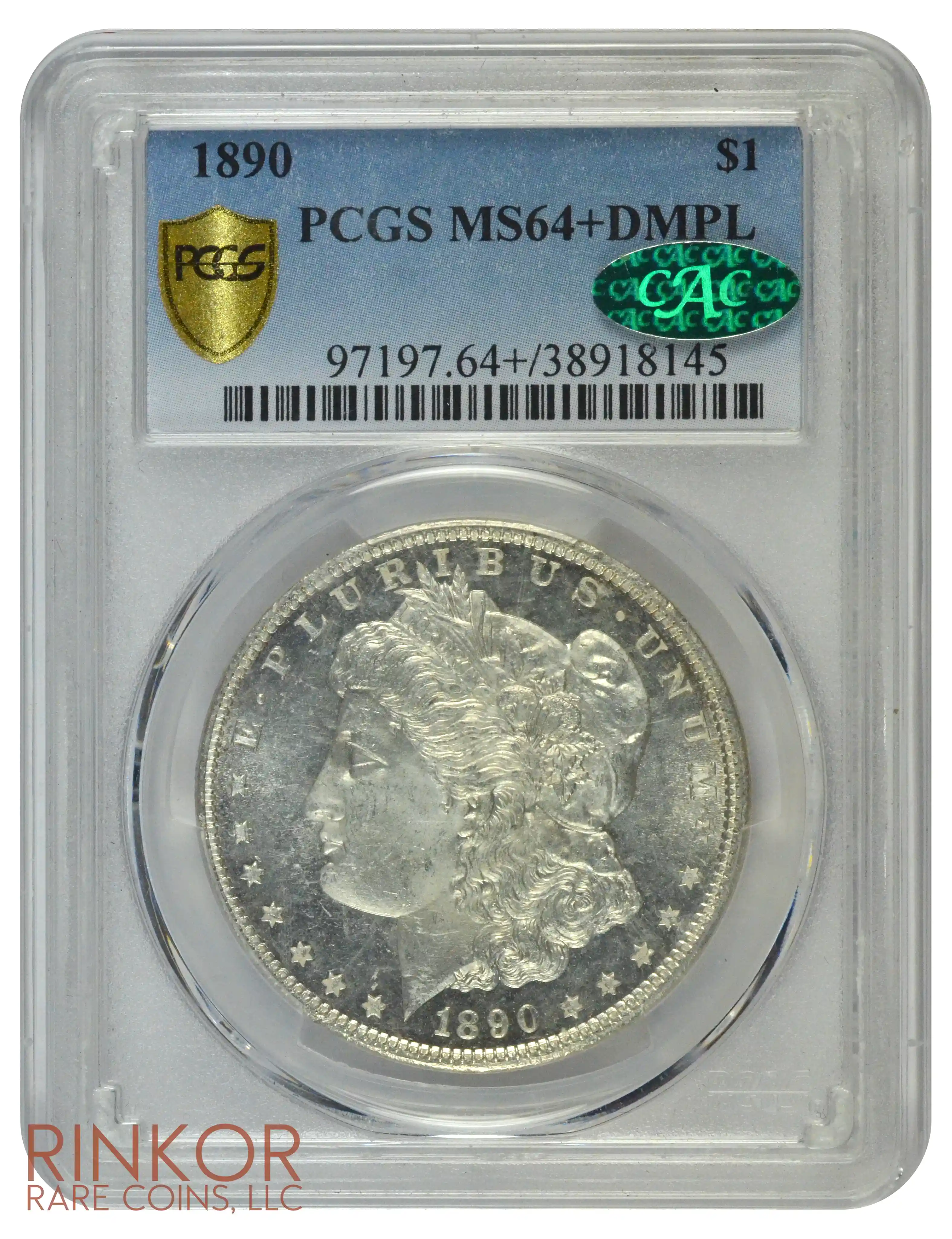 1890 $1 PCGS MS 64+ DMPL CAC