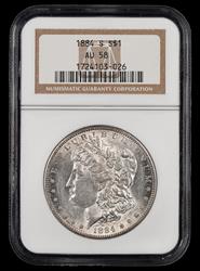 1884 S $1 NGC  AU58