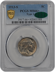 1913-S  Type 1 Buffalo PCGS CAC MS 66+