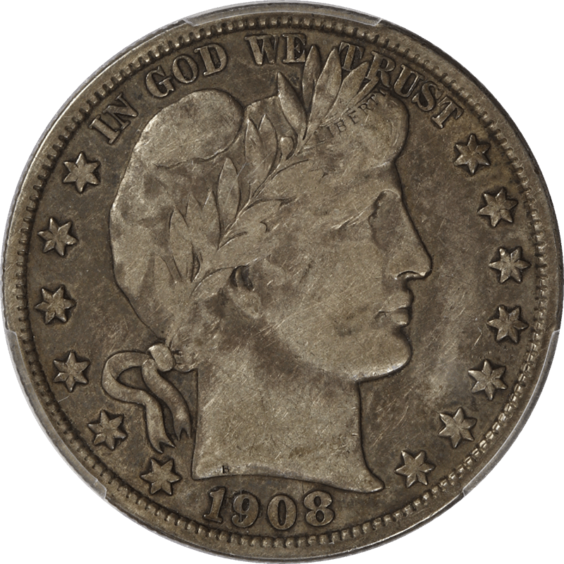 1908-O Barber Half Dollar 50c, PCGS VF-25 CAC - Nice Original Coin
