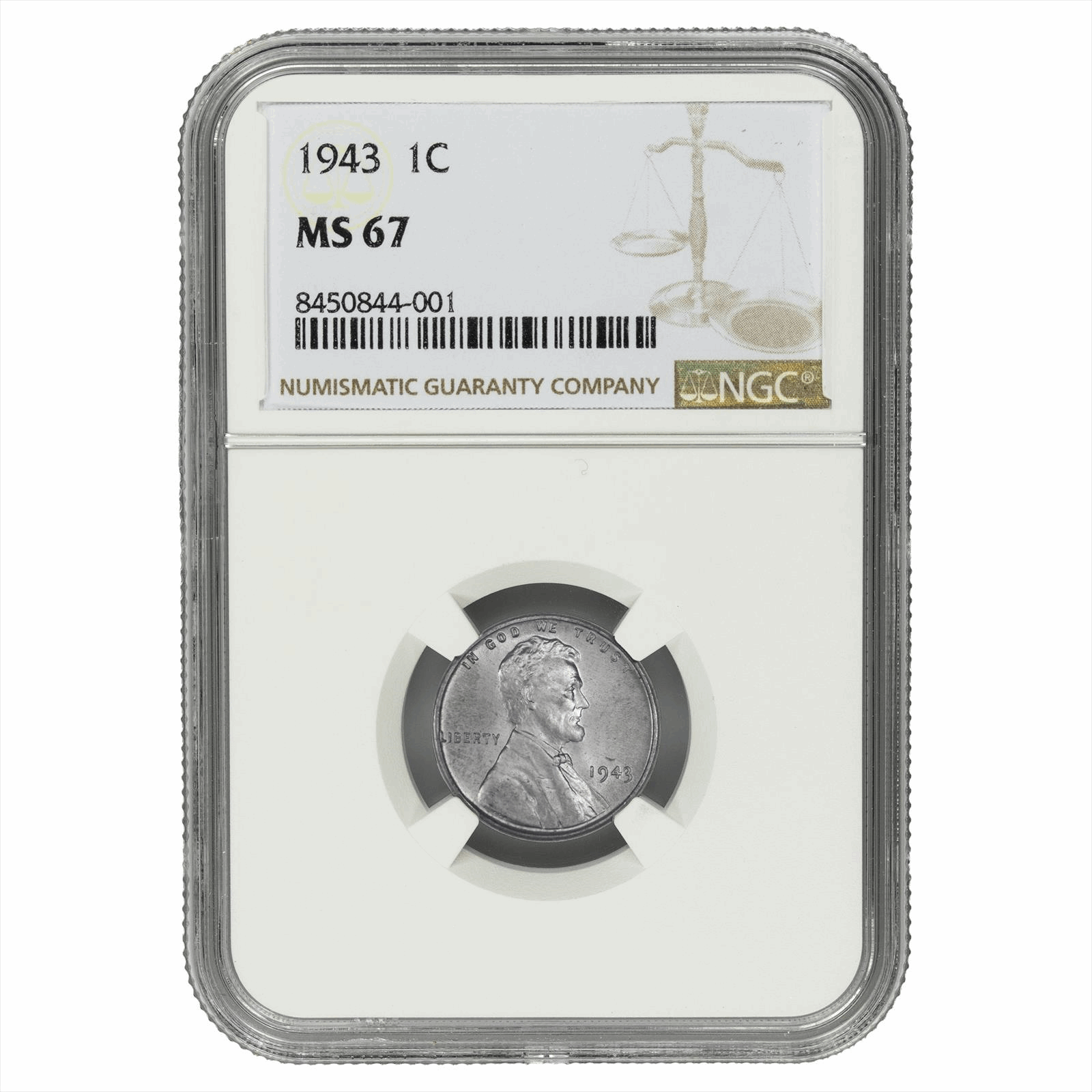 1943 Steel Lincoln Wheat Cent 1C NGC MS 67