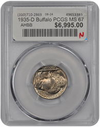 1935-D Buffalo PCGS MS 67