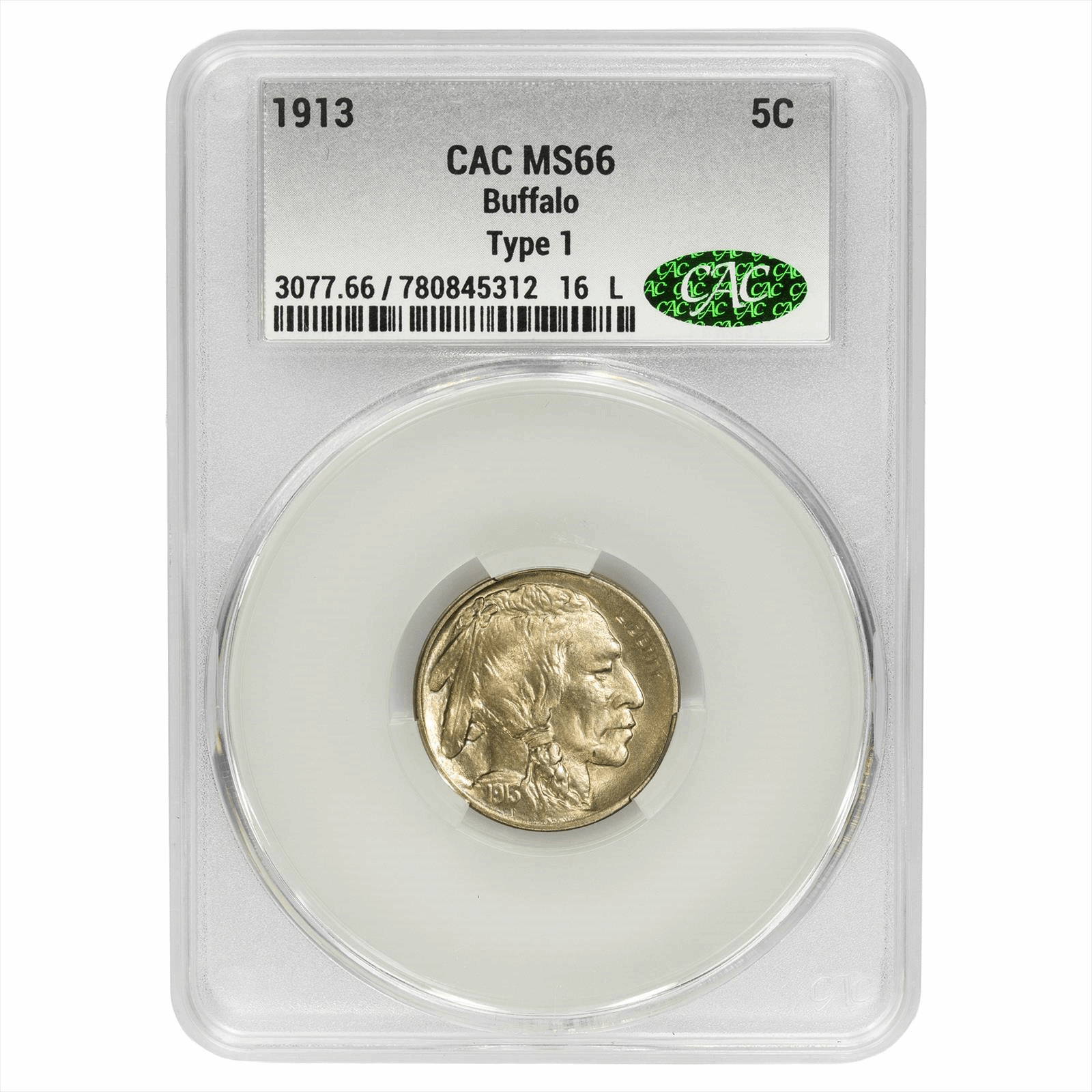 1913 Type 1 Buffalo Nickel 5C CACG MS 66