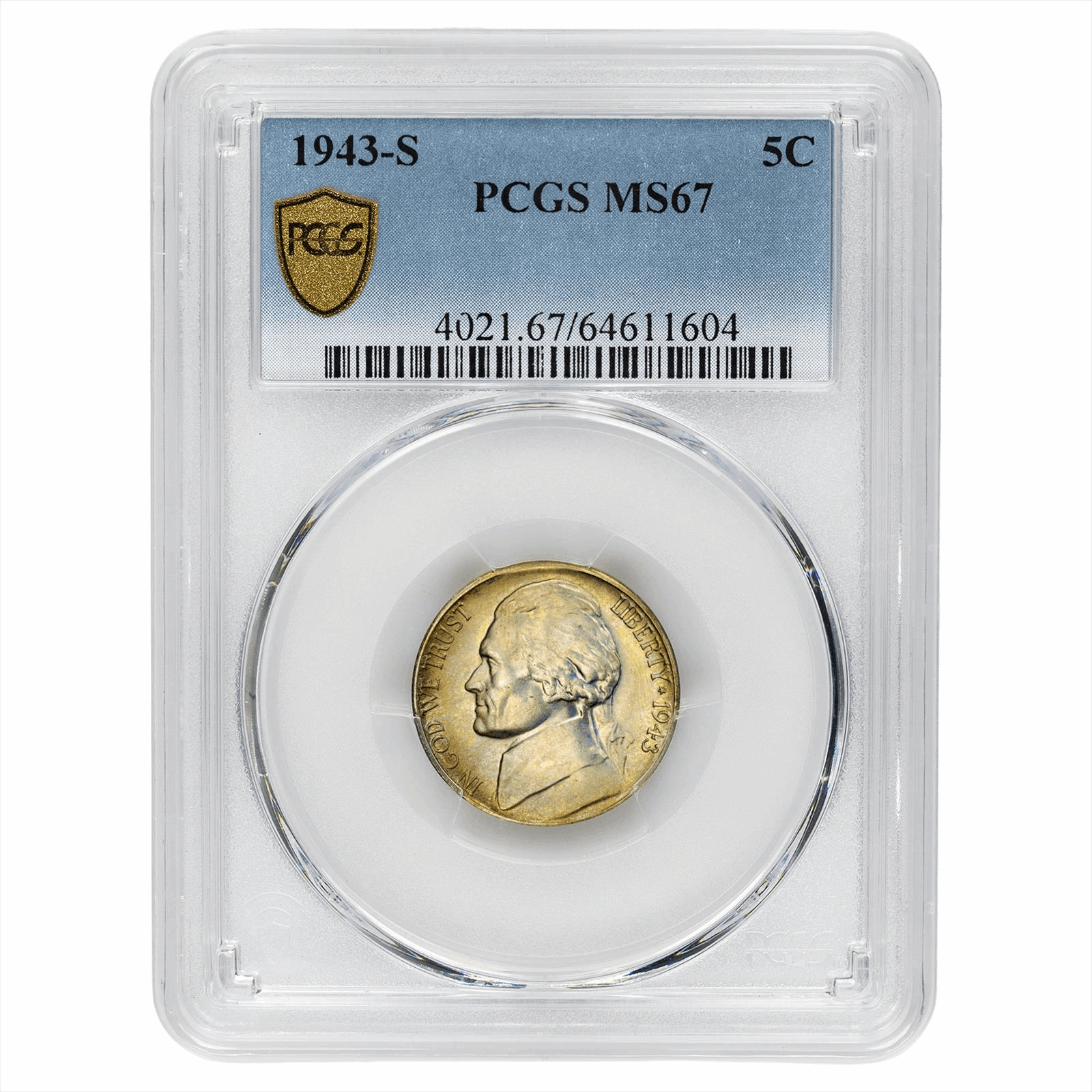 1943-S Jefferson War Nickel 5C PCGS MS 67