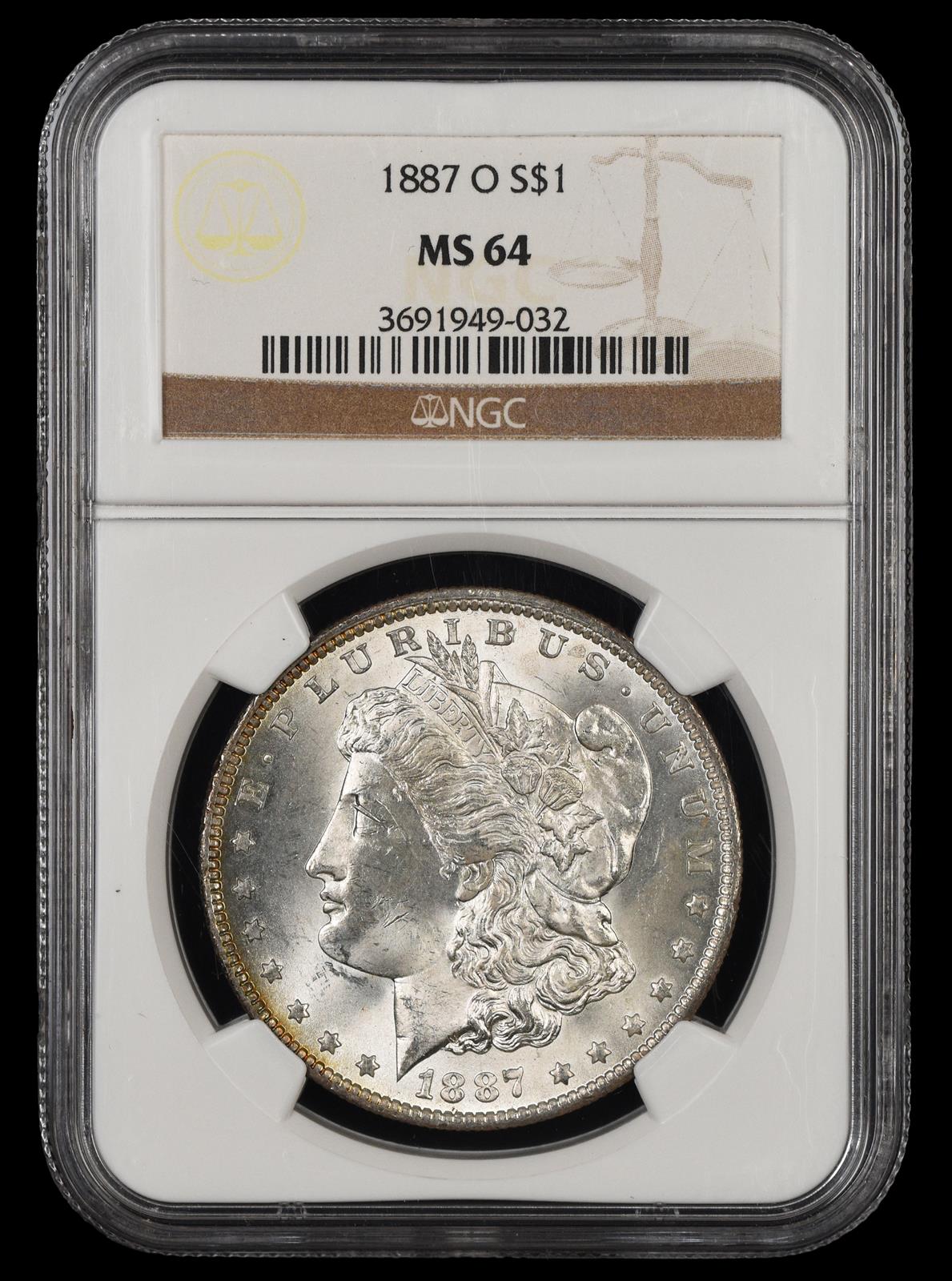 1887 O $1 NGC MS 64