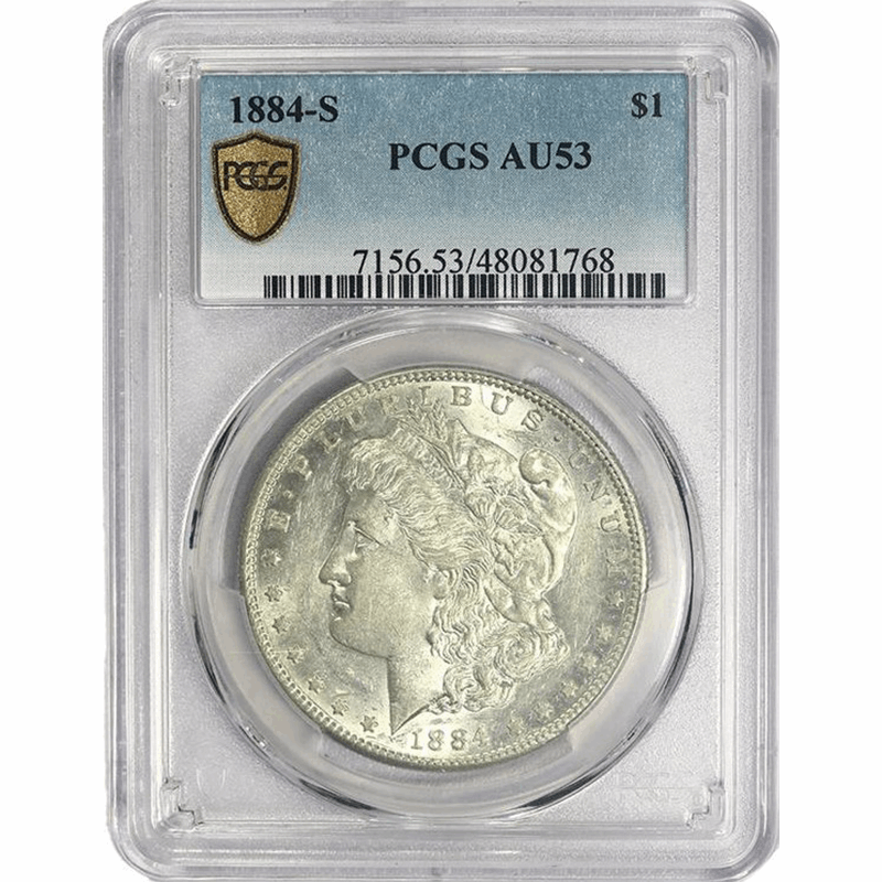 1884-S $1 Morgan Silver Dollar - PCGS AU53 - Great Detail / Luster!
