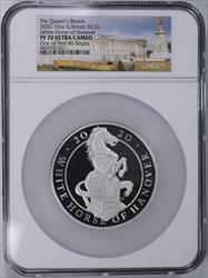 2020 10 oz Silver Great Britain Queens Beast Hanover Horse NGC PF70  