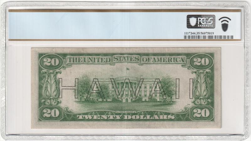 Fr. 2305 1934A $20 Hawaii WWII Emergency Issue PCGS VF35 