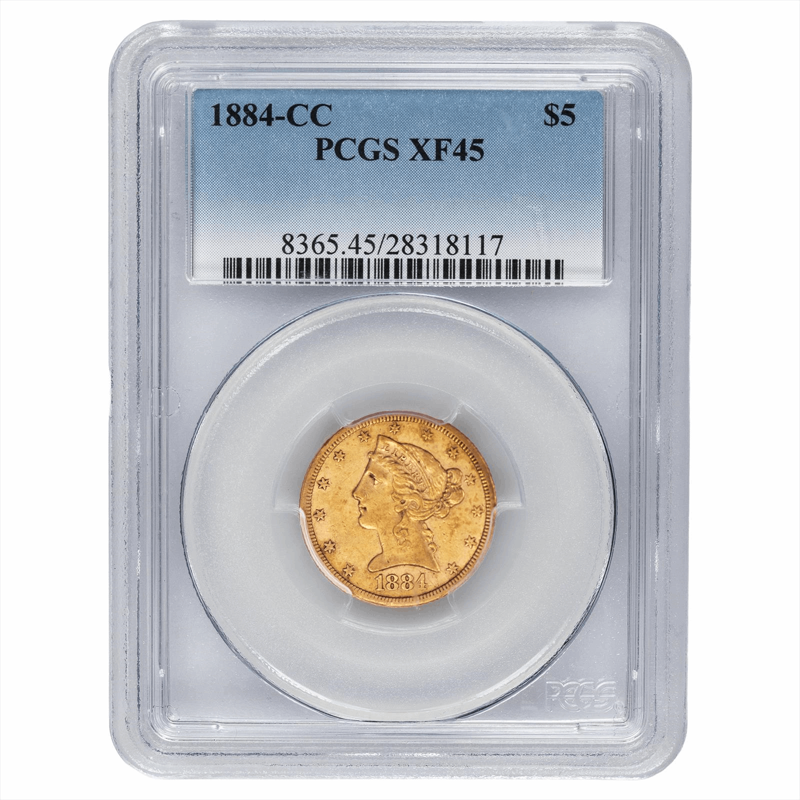 1884-CC Liberty Head Gold Half Eagle $5 PCGS XF 45