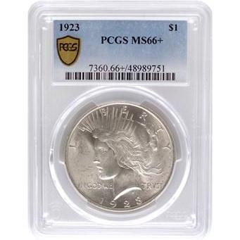1923 $1 Peace Silver Dollar PCGS MS66+ - Blast White Coin!