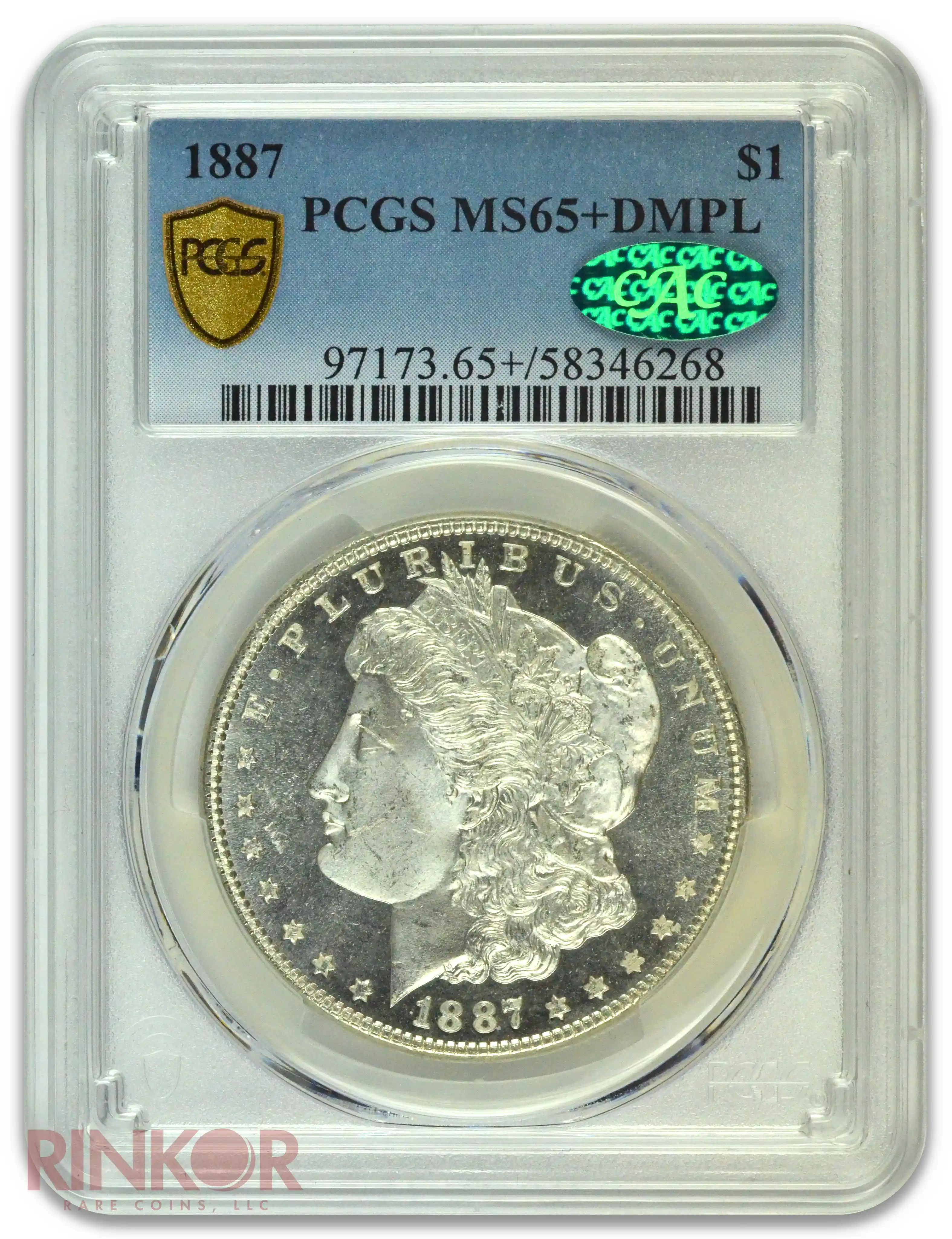 1887 $1 Morgan Dollar PCGS MS 65+ DMPL CAC