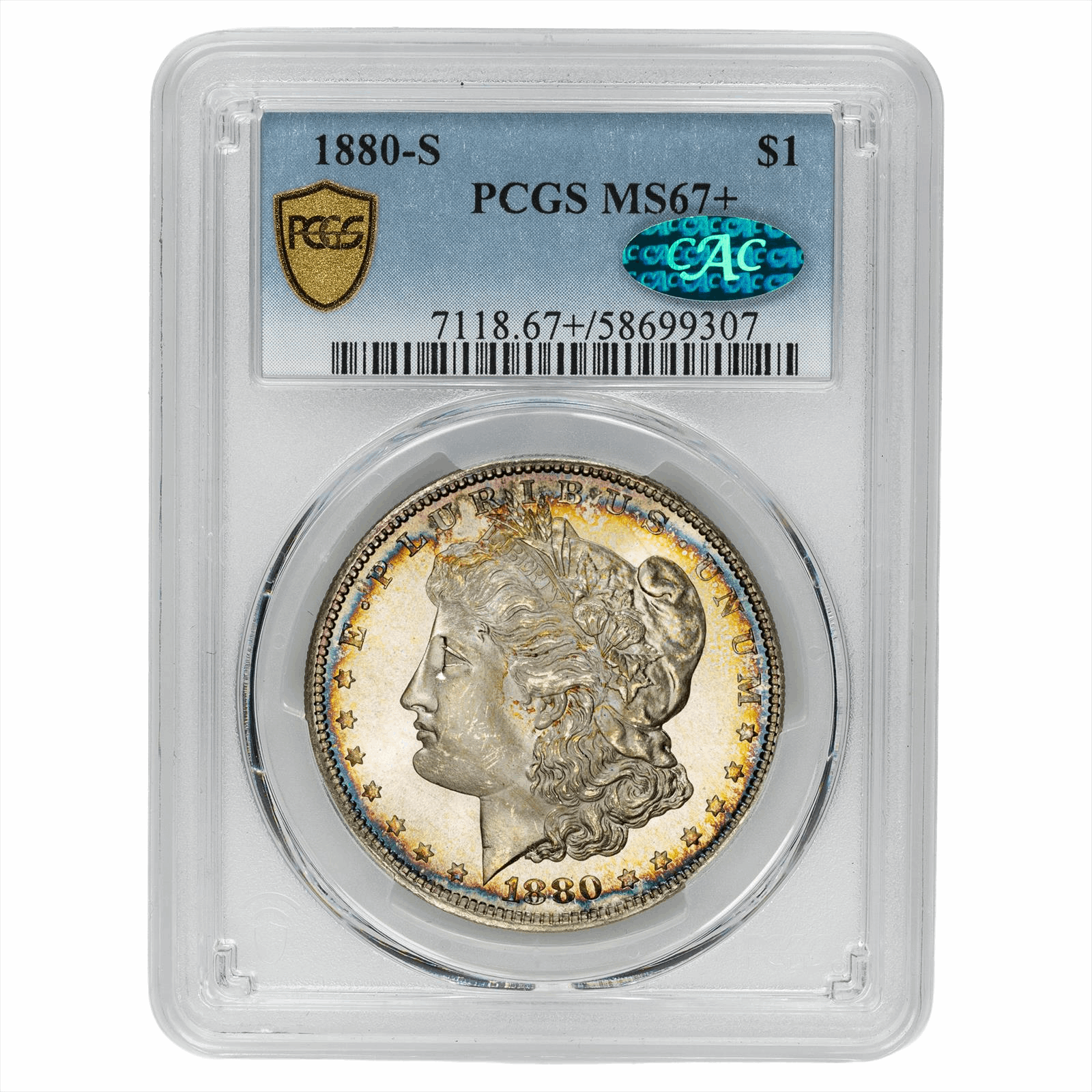 1880-S Morgan Silver Dollar $1 PCGS MS 67+ CAC