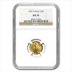 1987 $5 American Gold Eagle MS70 