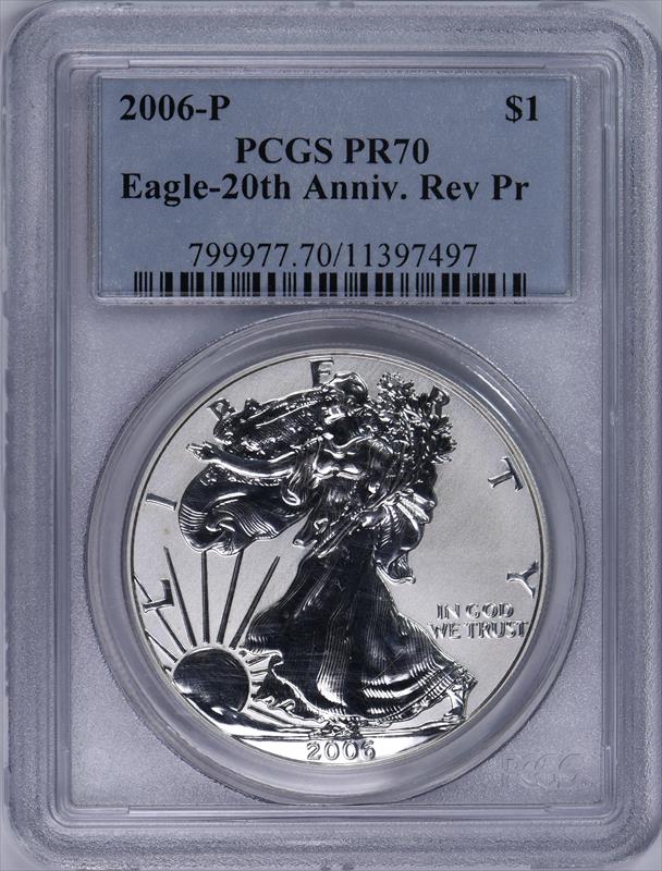 2006-P $1 Eagle-20th Anniversary Reverse Proof PCGS PR 70