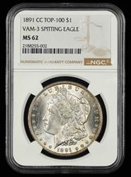 1891 CC $1 VAM 3 Spitting Eagle Top 100 NGC MS62