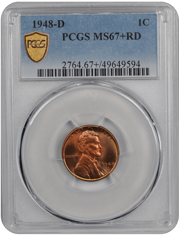 1948-D Lincoln PCGS RD 67+