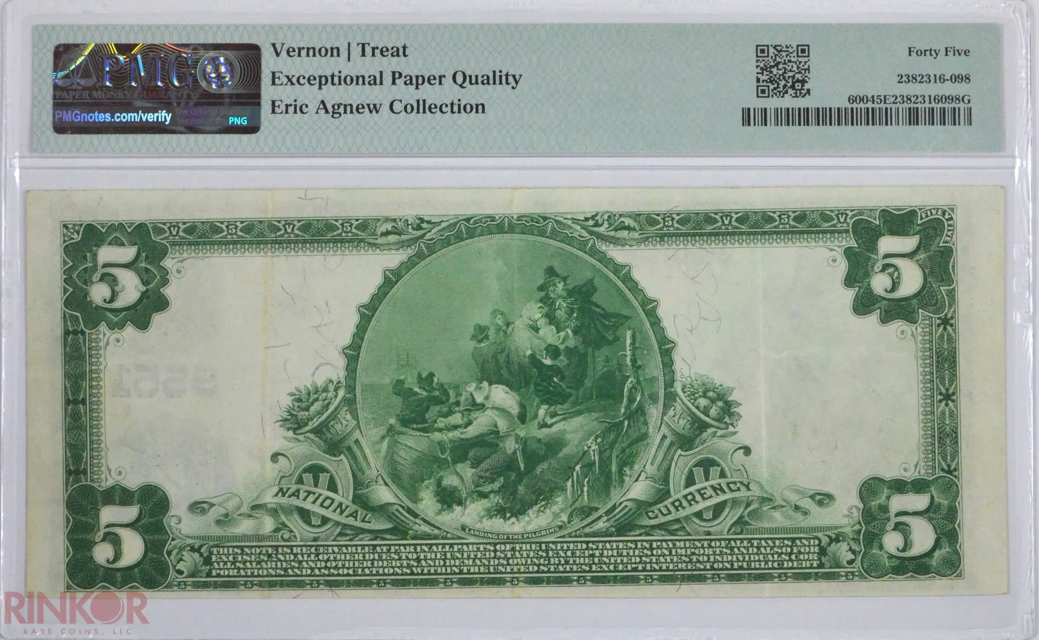 1902 Plain Back $5 Fr. 600 Charter #9551 National Bank Note PMG XF-45 EPQ