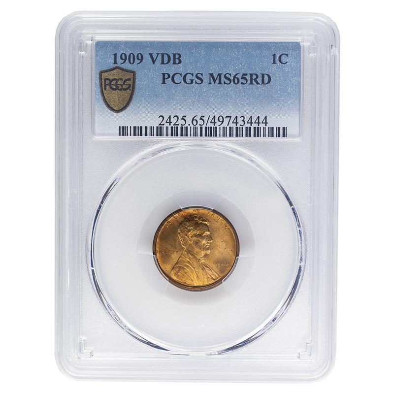 1909 VDB Lincoln Wheat Cent, 1C PCGS MS 65 RD