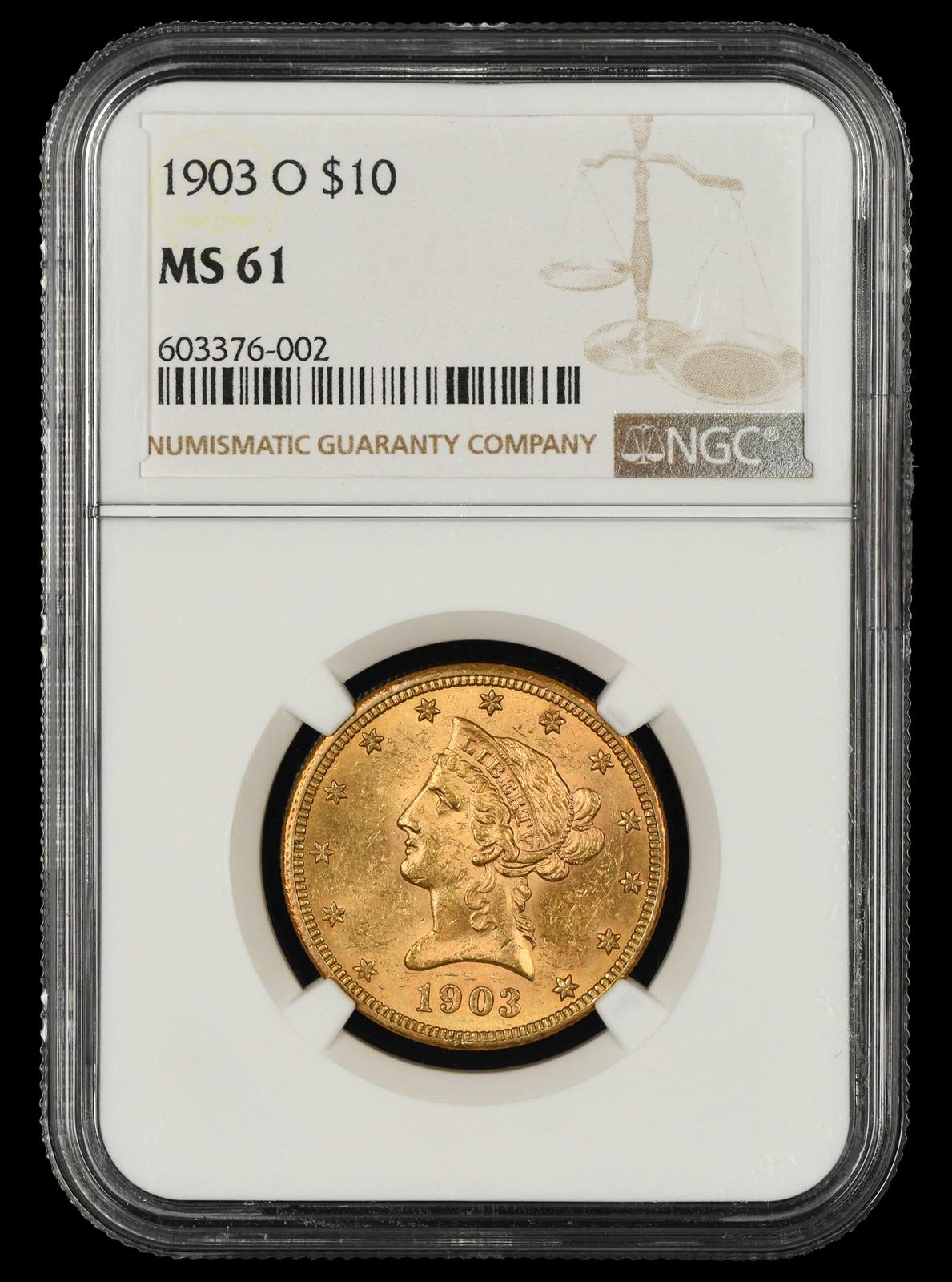 1903 O $10 Gold NGC MS 61