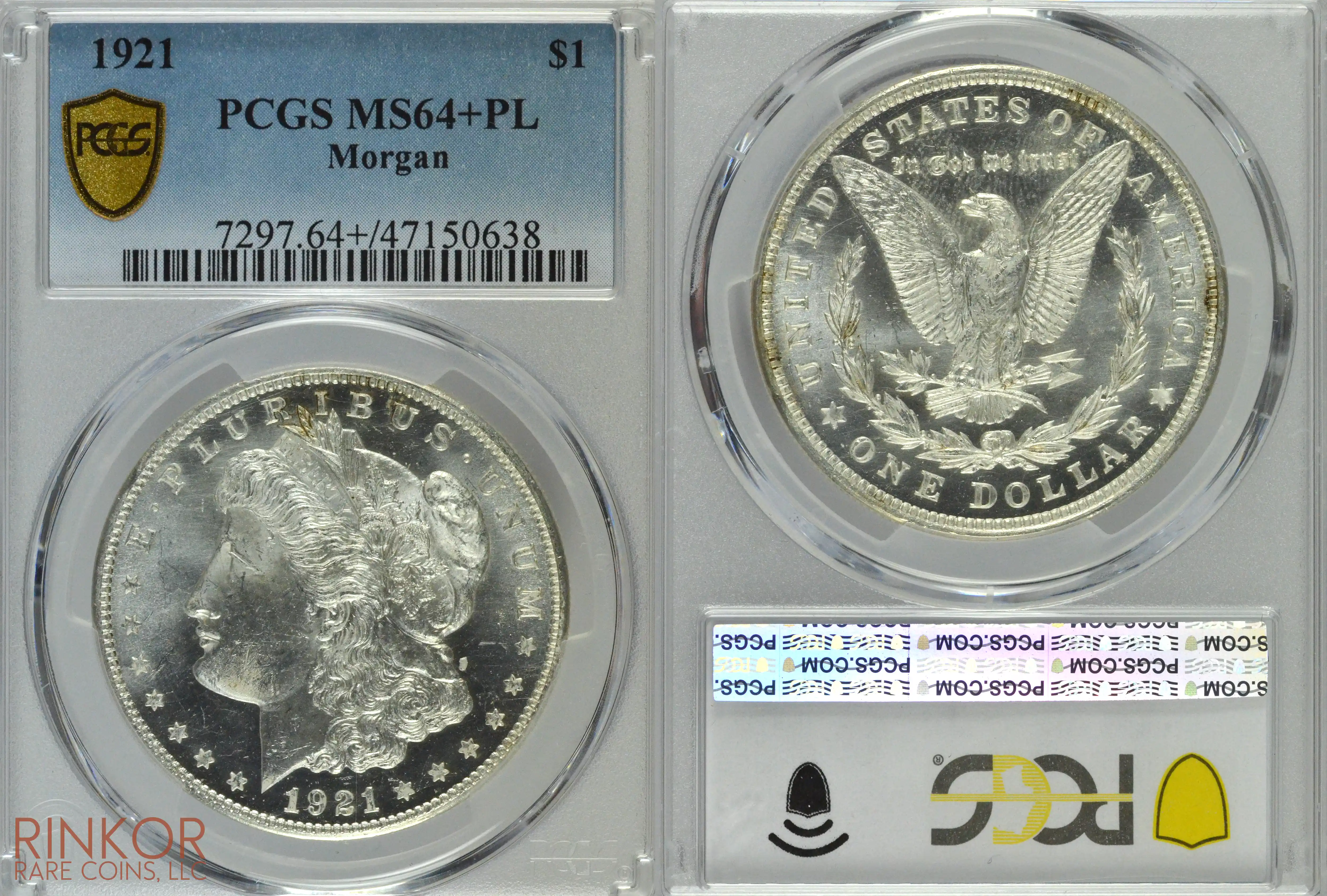 1921 $1 Morgan PCGS MS 64+ PL