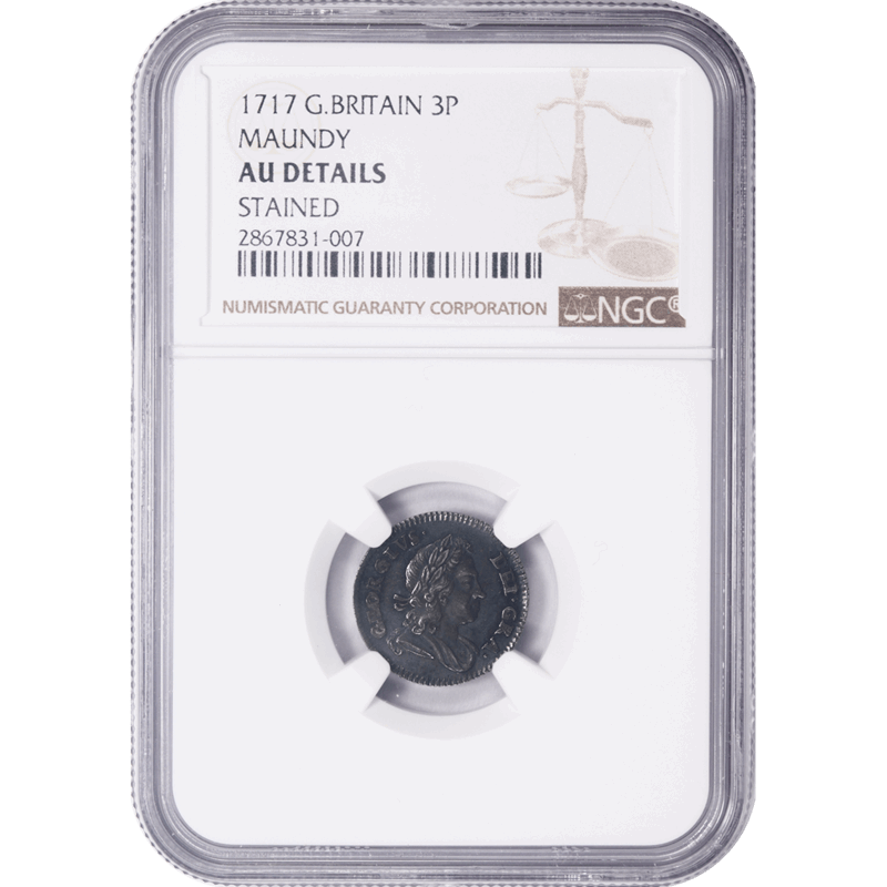 Great Britain 1717 Three Pence Maundy NGC AU DETAILS