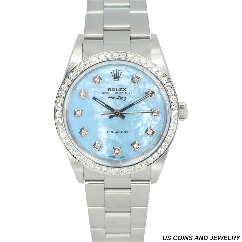 Buy WOMENS WATCHES-Rolex 34mm AirKing 14000M AM DD and Diamond Bezel ...