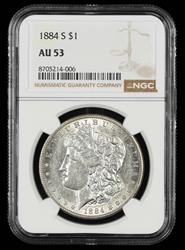 1884 S $1 NGC  AU53