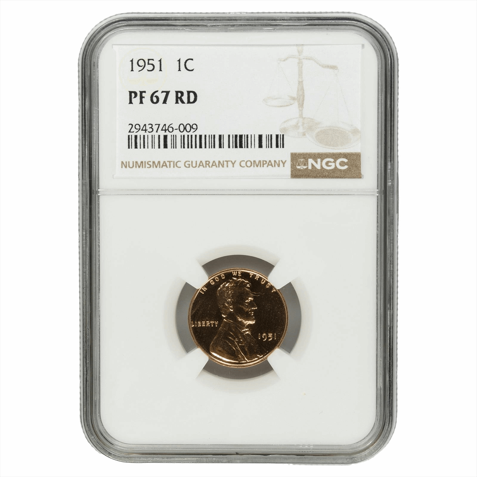 1951 Lincoln Wheat Cent 1C NGC PF 67 RD