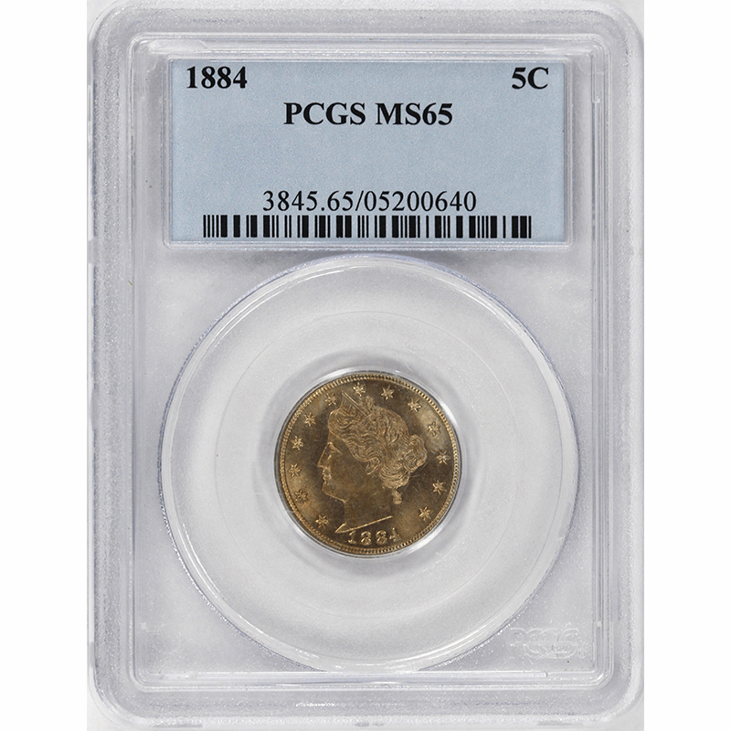 1884 5c Liberty V Nickel - PCGS MS65 - Nice Gold / Brown Toning